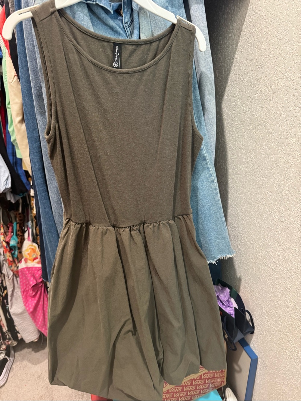 Women’s Pretty Garden Medium Olive Bubble Dress